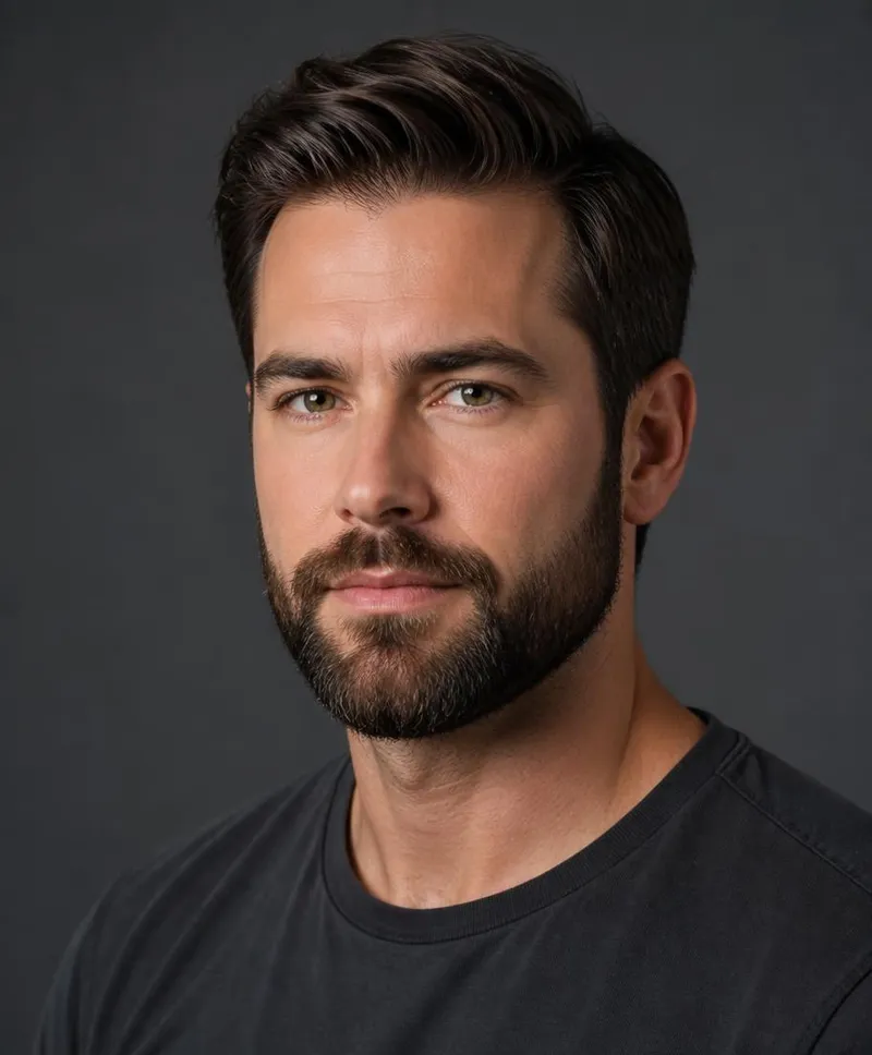 The same beard straightened and styled after 3 minutes
